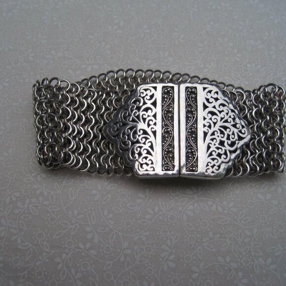 Lois Hill Jewelry - Lois Hill bracelet sterling chainmail bracelet with stainless steel snap closure